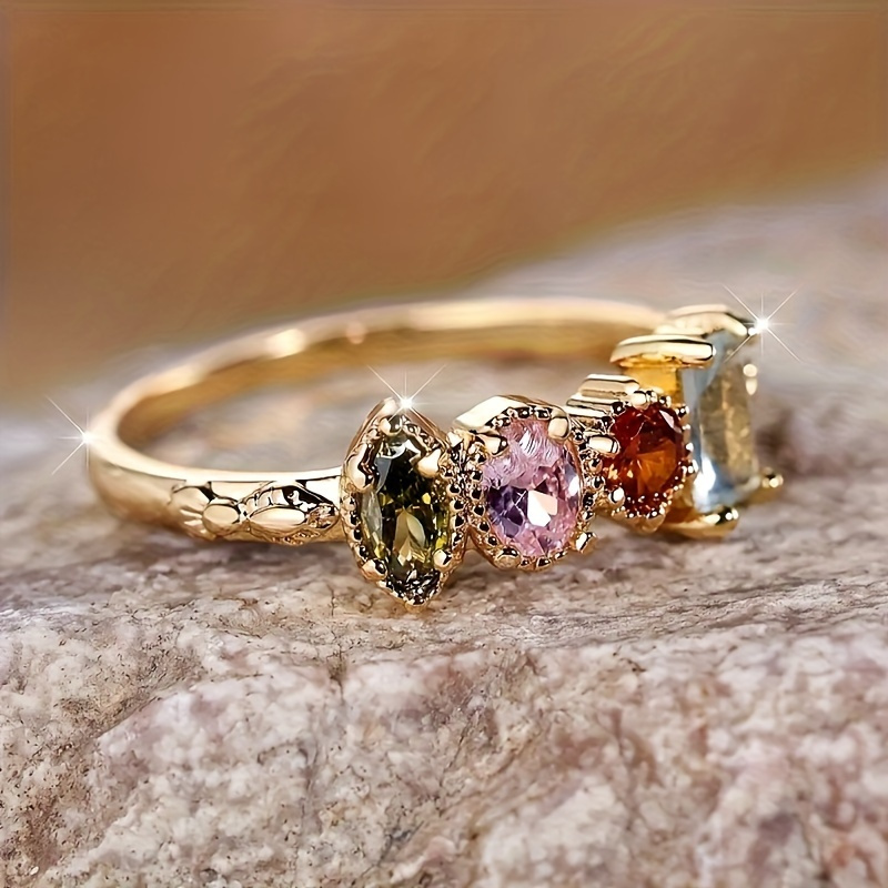 Women's Zirconia April Birthstone Ring, Copper Base Fine Band